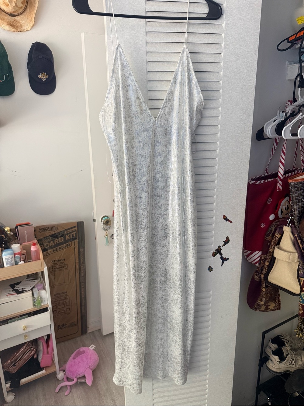Zara Silver Backless Slip Dress